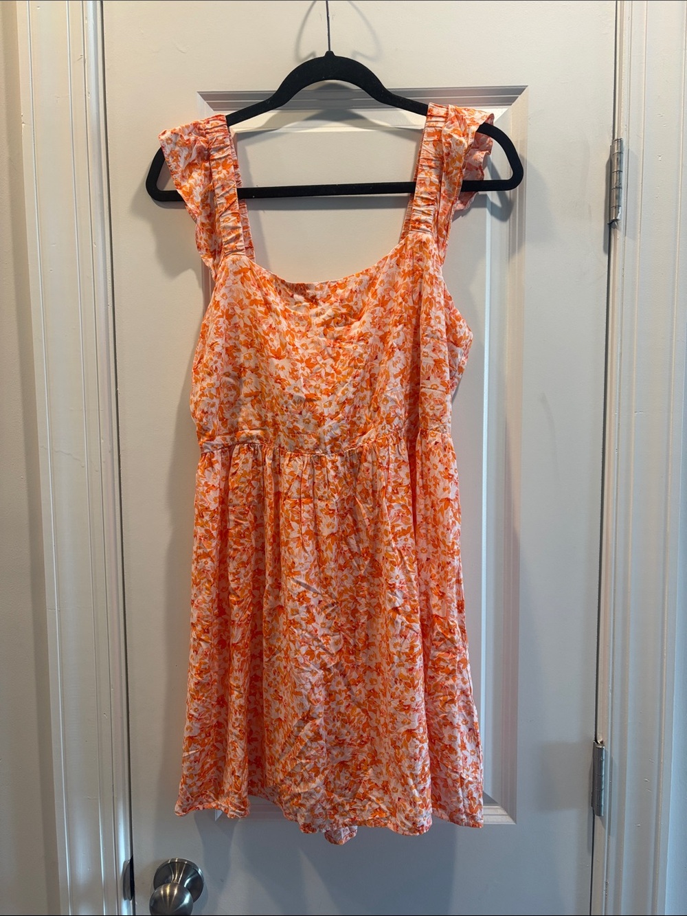 Lush Orange and White Bow Back Floral Dress